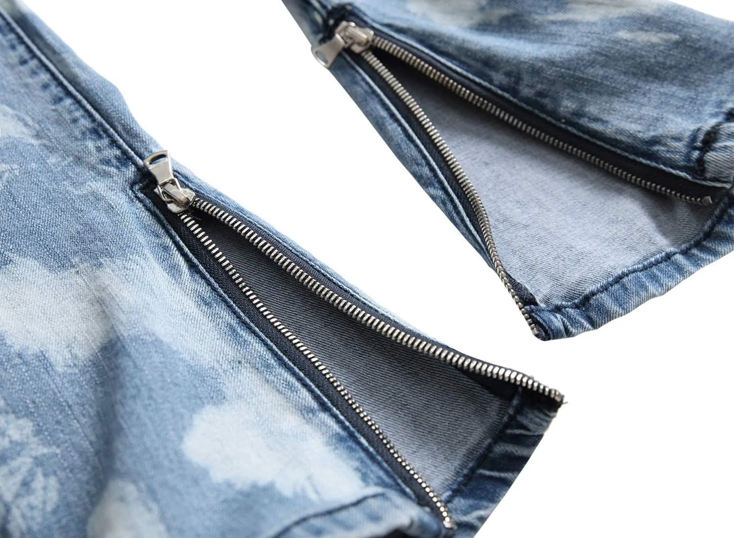 HENGAO Men's Ripped Jeans Slim Fit Stretch Straight Fit Denim Pants