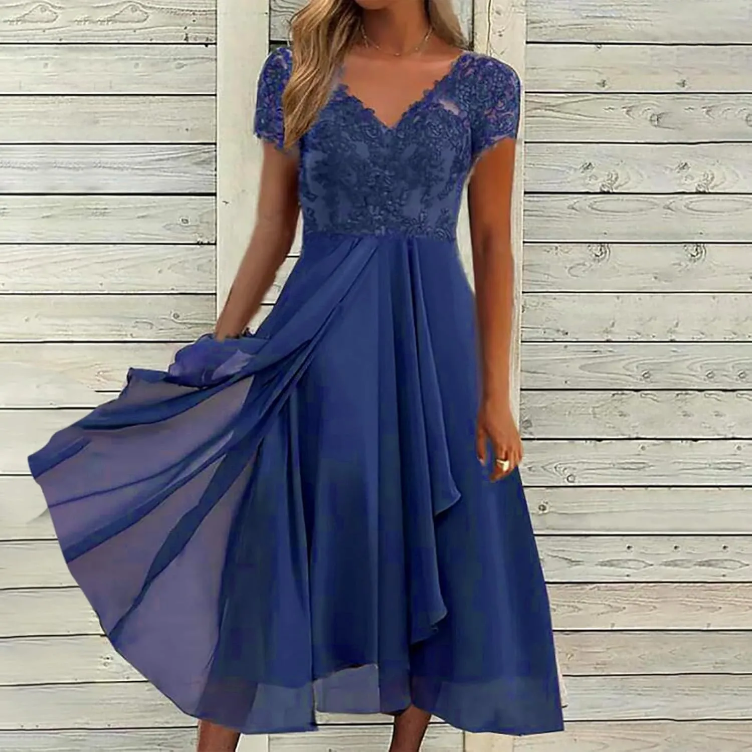HGps8w Mother of The Bride Dresses for Women Flowy Lace Chiffon Dress Elegant Formal Evening Party Gown for Wedding