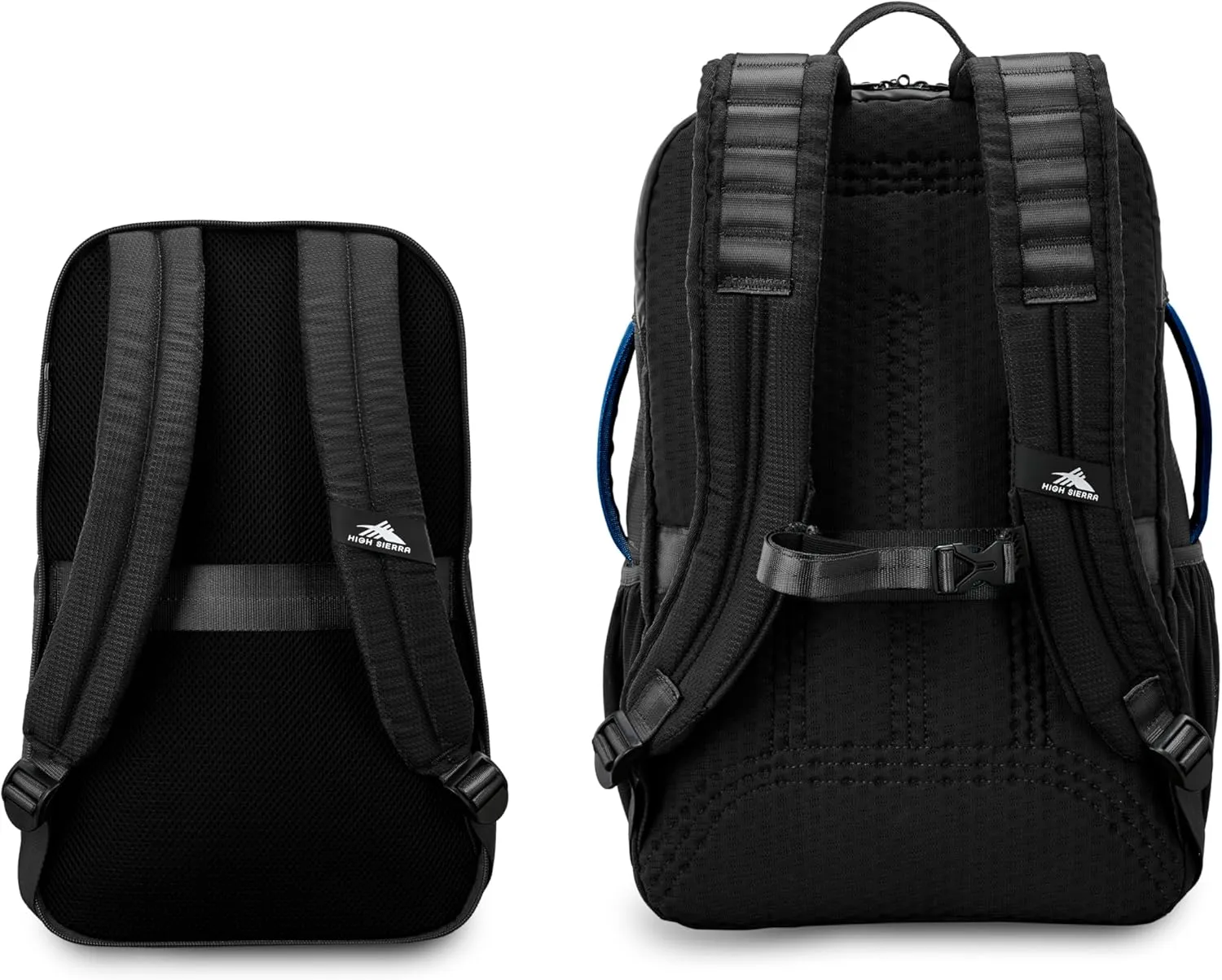 High Sierra Hi-Life 3-in-1 Convertible Backpack - Features Removable Daypack, Stack-It Strap, Adjustable Sternum Strap, Fleeced Pocket For Scratch Protection, Dual Water Bottle Pockets - Black/Blue