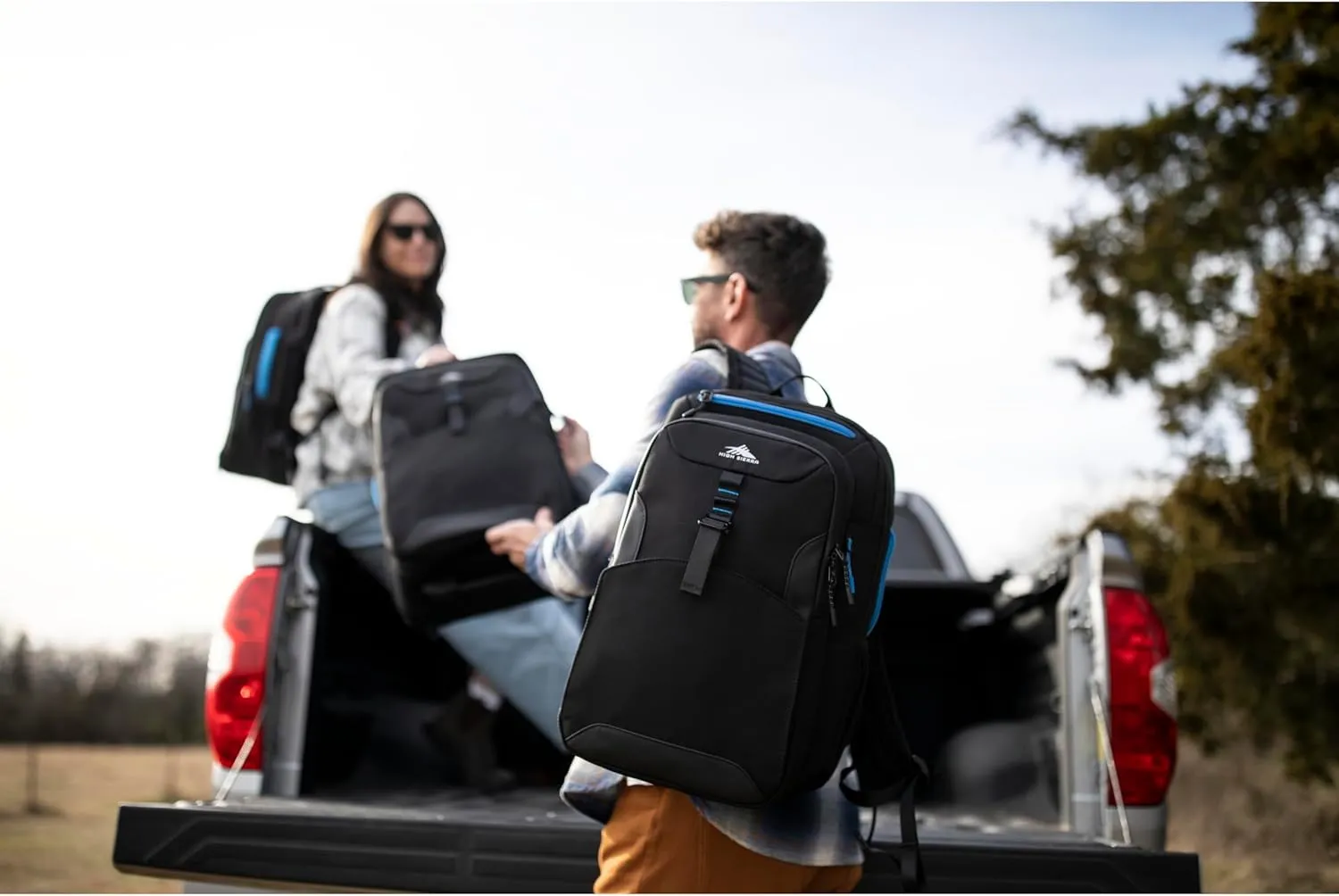 High Sierra Hi-Life 3-in-1 Convertible Backpack - Features Removable Daypack, Stack-It Strap, Adjustable Sternum Strap, Fleeced Pocket For Scratch Protection, Dual Water Bottle Pockets - Black/Blue