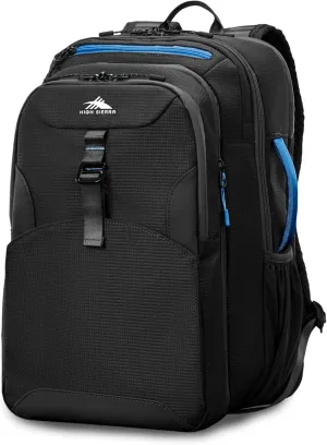 High Sierra Hi-Life 3-in-1 Convertible Backpack - Features Removable Daypack, Stack-It Strap, Adjustable Sternum Strap, Fleeced Pocket For Scratch Protection, Dual Water Bottle Pockets - Black/Blue