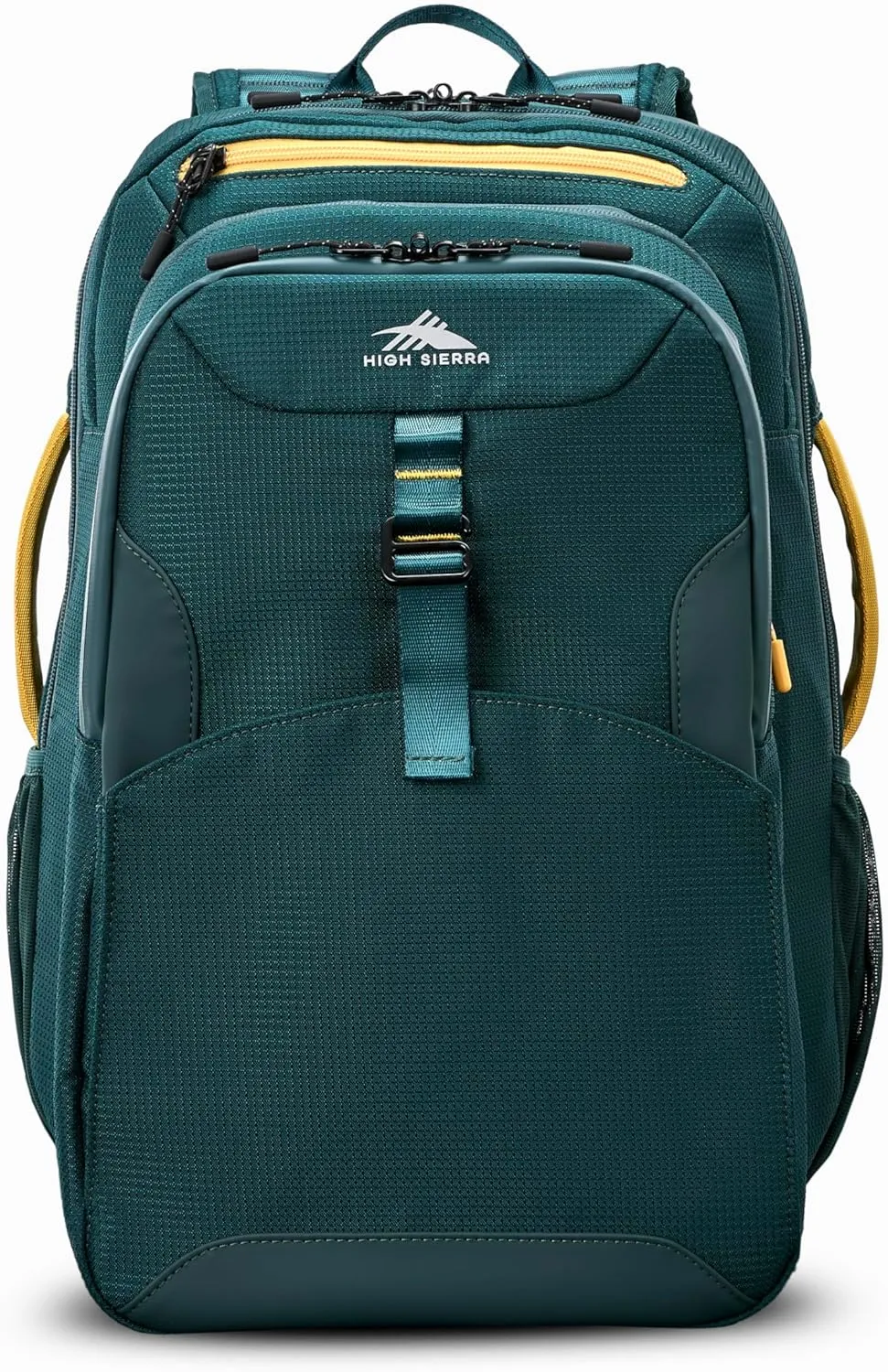 High Sierra Hi-Life 3-in-1 Convertible Backpack - Features Removable Daypack, Stack-It Strap, Adjustable Sternum Strap, Fleeced Pocket For Scratch Protection, Dual Water Bottle Pockets - Green/Yellow
