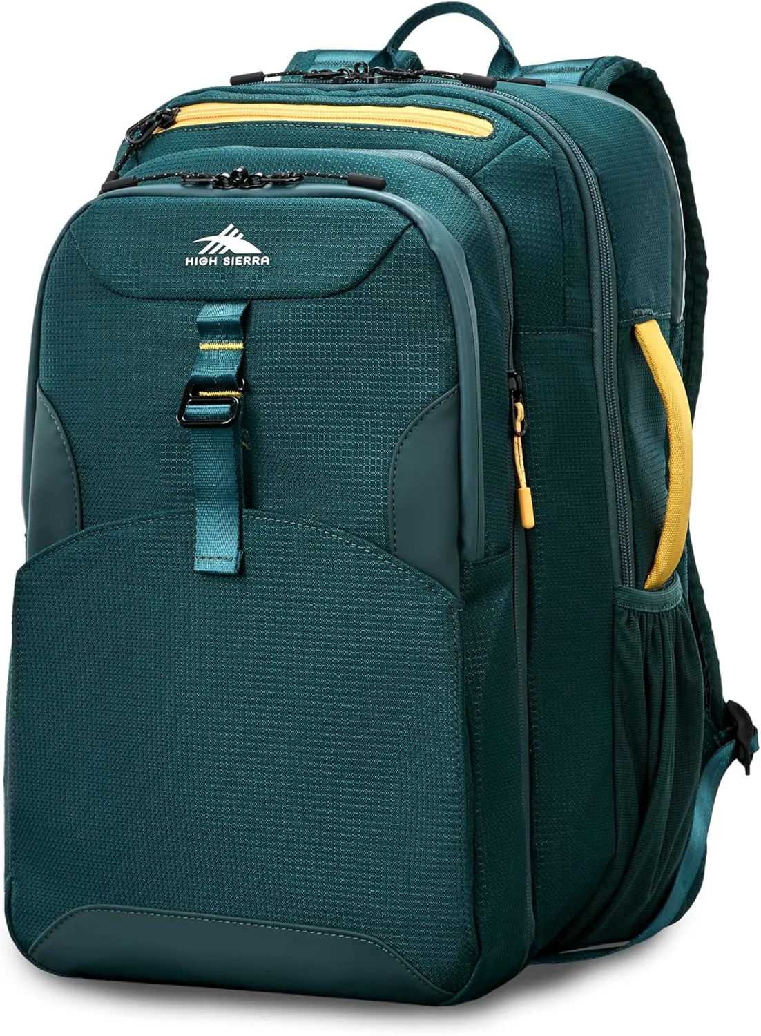 High Sierra Hi-Life 3-in-1 Convertible Backpack - Features Removable Daypack, Stack-It Strap, Adjustable Sternum Strap, Fleeced Pocket For Scratch Protection, Dual Water Bottle Pockets - Green/Yellow