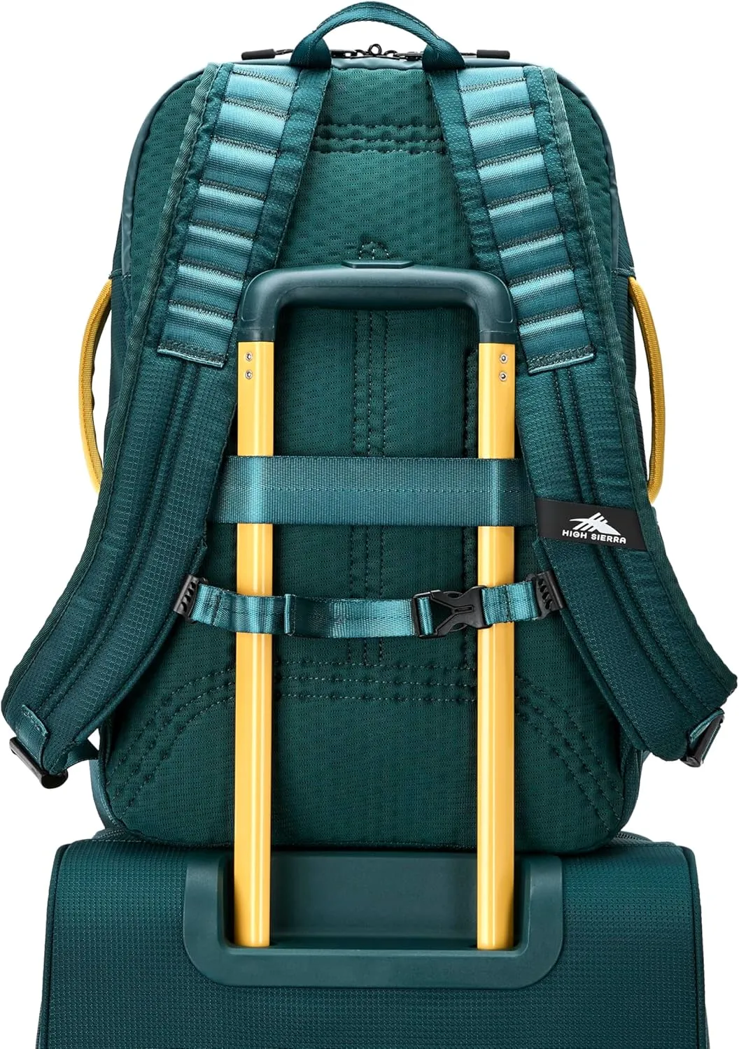 High Sierra Hi-Life 3-in-1 Convertible Backpack - Features Removable Daypack, Stack-It Strap, Adjustable Sternum Strap, Fleeced Pocket For Scratch Protection, Dual Water Bottle Pockets - Green/Yellow