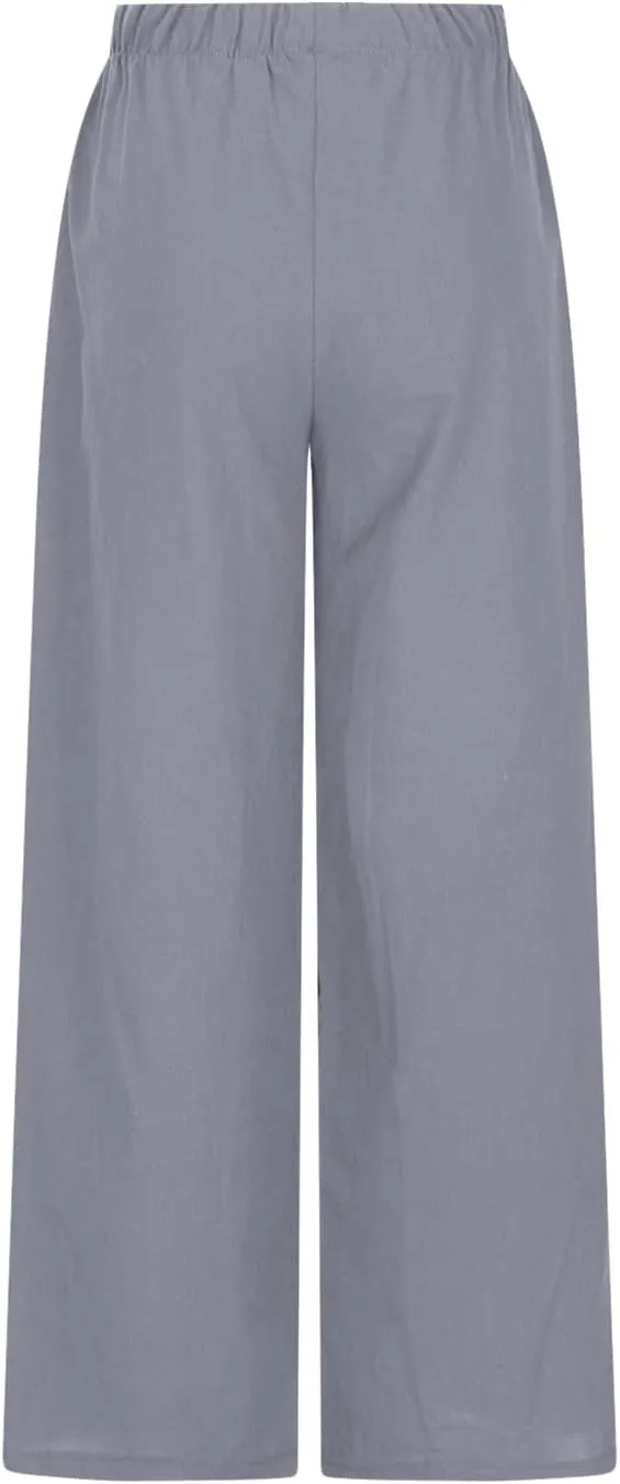 High Waisted Linen Pants for Women Dressy Casual 2025 Drawstring Wide Leg Flowy Pant Summer Beach Trousers