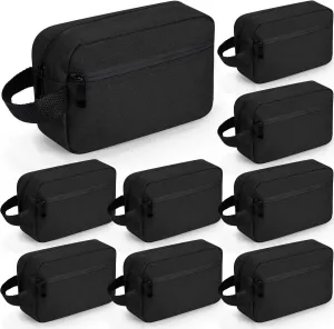 Hillban 9 Pcs Portable Toiletry Bag for Men Water Resistant Shaving Bag Foldable Cosmetic Bag Travel Bag for Toiletries Hanging Storage Shower Bag wedding groomsmen gifts(Black)
