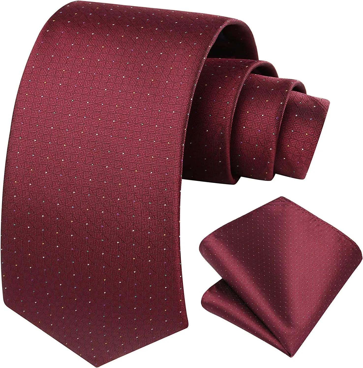 HISDERN Ties for Men Solid Houndstooth Neckties Handkerchief Formal Business Tie & Pocket Square Set Wedding Party