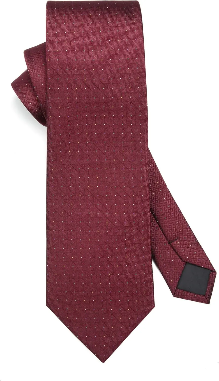 HISDERN Ties for Men Solid Houndstooth Neckties Handkerchief Formal Business Tie & Pocket Square Set Wedding Party