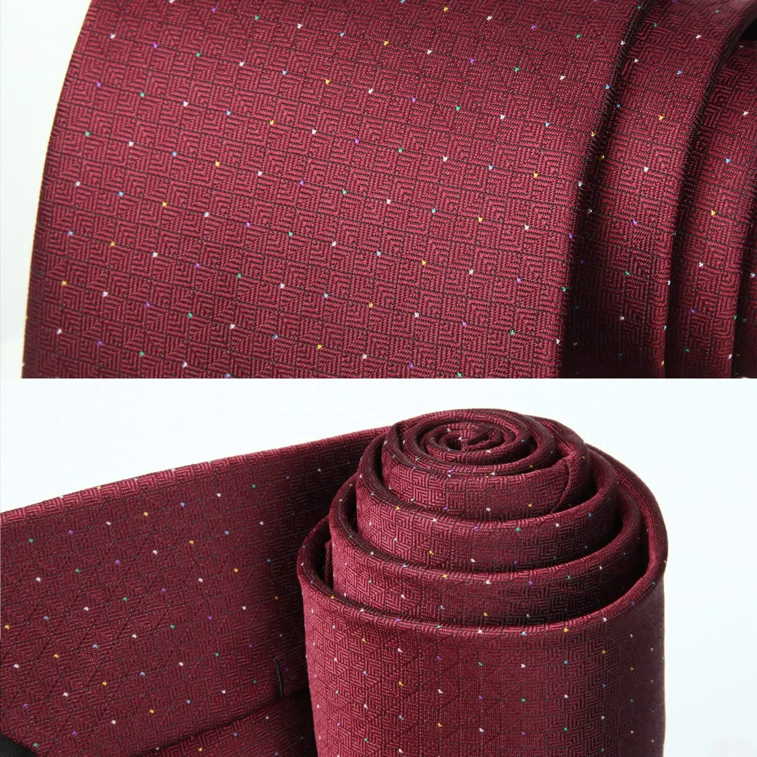 HISDERN Ties for Men Solid Houndstooth Neckties Handkerchief Formal Business Tie & Pocket Square Set Wedding Party