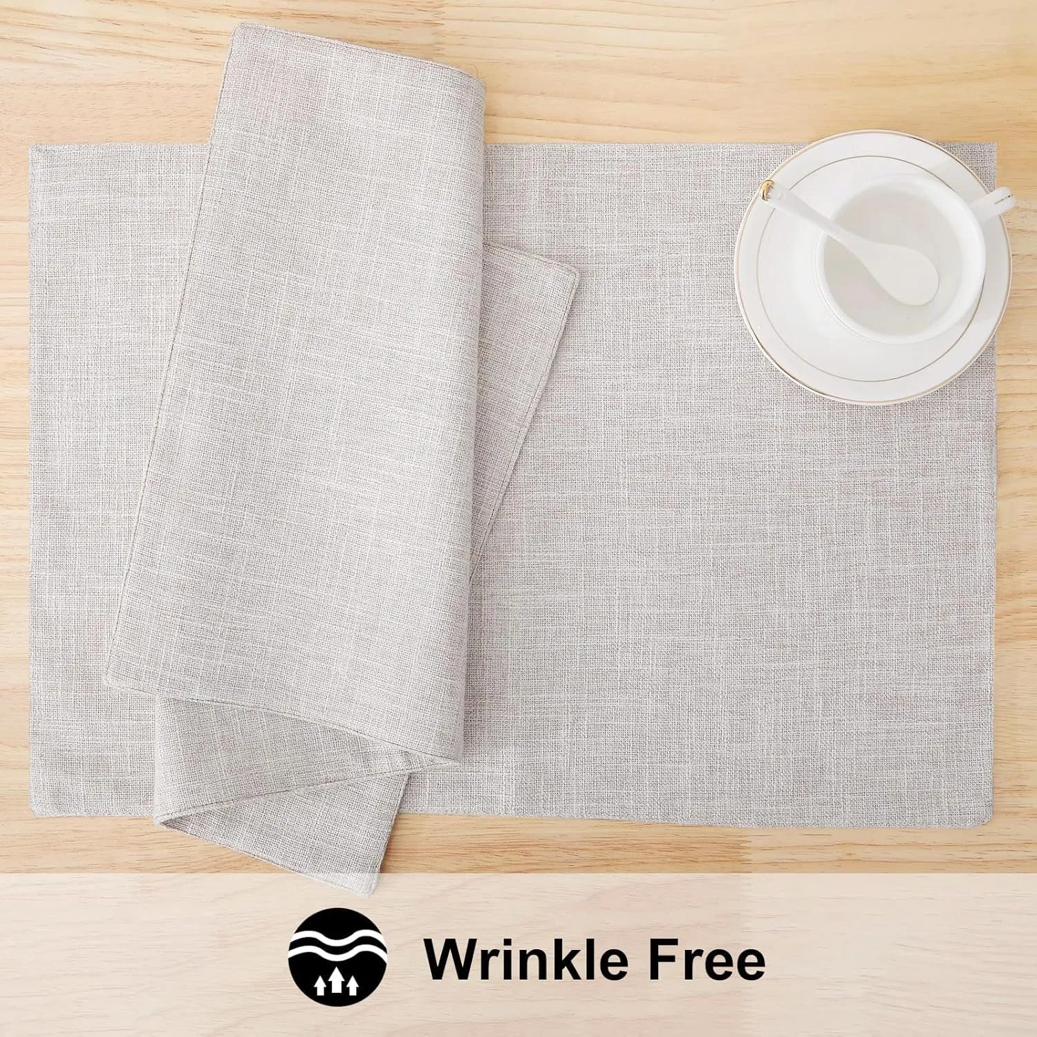 homing Neutral Beige Cloth Placemats Set of 6 – Cotton Linen Blend Washable Farmhouse Dining Table Mats for Indoors & Outdoors, Easy to Clean, 13 x 19 Inch