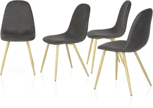 Homy Casa Modern Armless Dining Chairs Set of 4 – Faux Leather Upholstered Seats with Sturdy Metal Legs, Mid-Century Style Side Chairs for Kitchen, Dining Room, or Restaurant, Gray