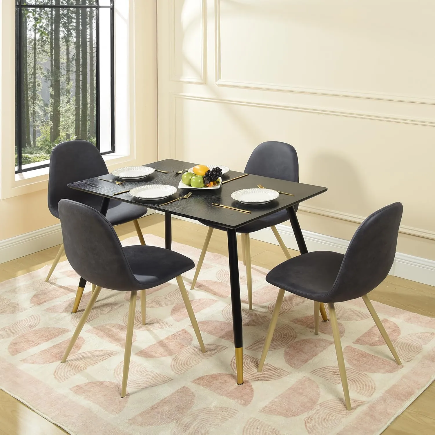 Homy Casa Modern Armless Dining Chairs Set of 4 – Faux Leather Upholstered Seats with Sturdy Metal Legs, Mid-Century Style Side Chairs for Kitchen, Dining Room, or Restaurant, Gray