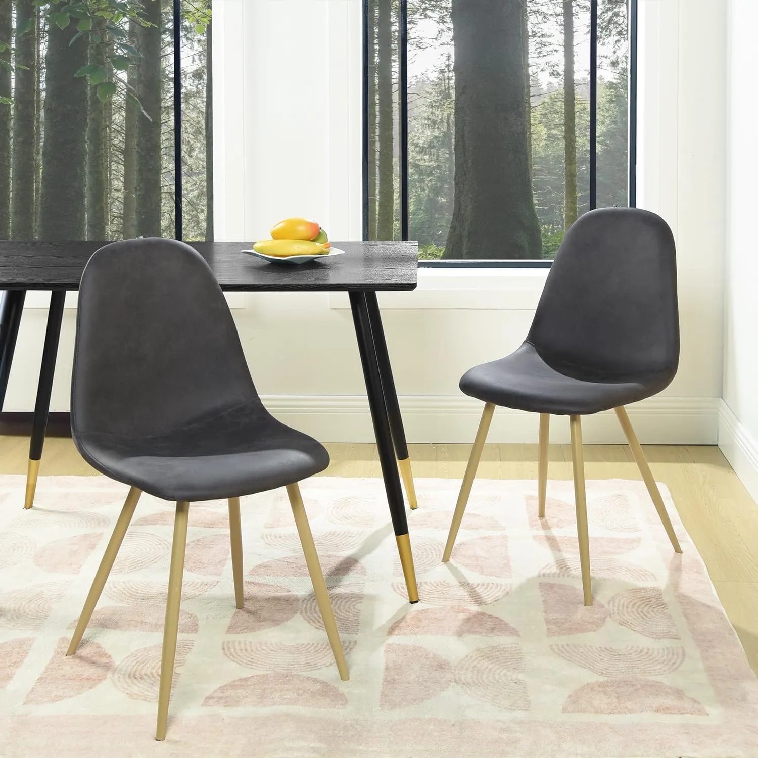 Homy Casa Modern Armless Dining Chairs Set of 4 – Faux Leather Upholstered Seats with Sturdy Metal Legs, Mid-Century Style Side Chairs for Kitchen, Dining Room, or Restaurant, Gray