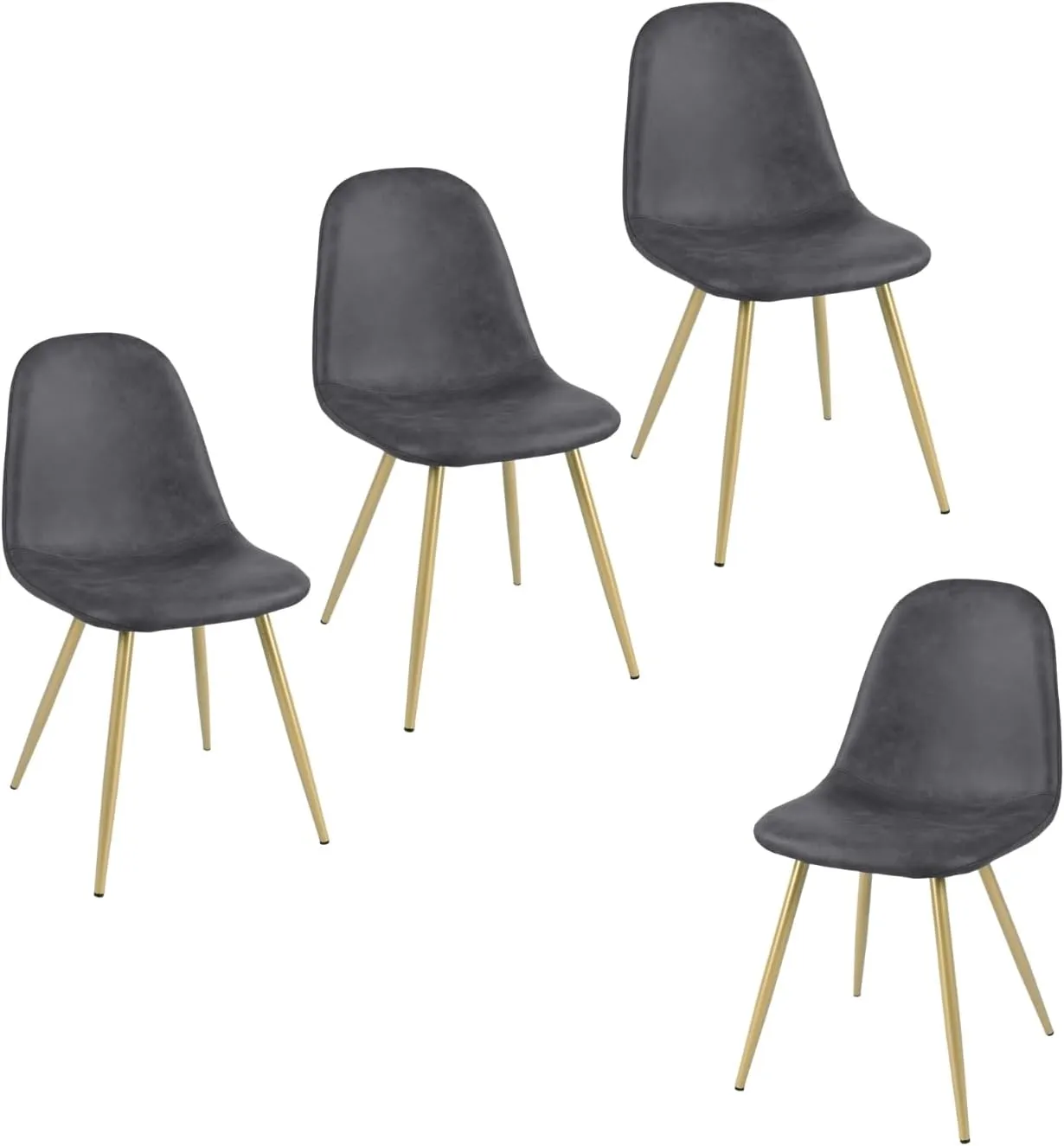 Homy Casa Modern Armless Dining Chairs Set of 4 – Faux Leather Upholstered Seats with Sturdy Metal Legs, Mid-Century Style Side Chairs for Kitchen, Dining Room, or Restaurant, Gray