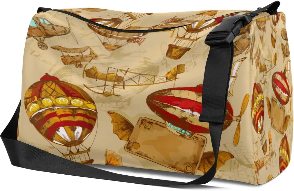 Hot Air Balloon Small Gym Bag for Men Women Workout Sport Duffle Bag Waterproof Weekender Overnight Bag Lightweight Carry on Tote Bag Crossbody Shoulder Travel Bag for Swim Yoge Dance