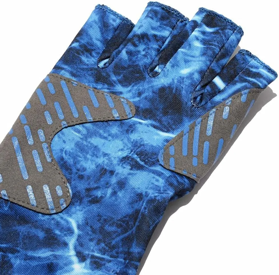 HOT SHOT Men's Fingerless Reinforced Fishing Gloves with UV Protection – UPF 50 Outdoor Cooling Sun Gloves