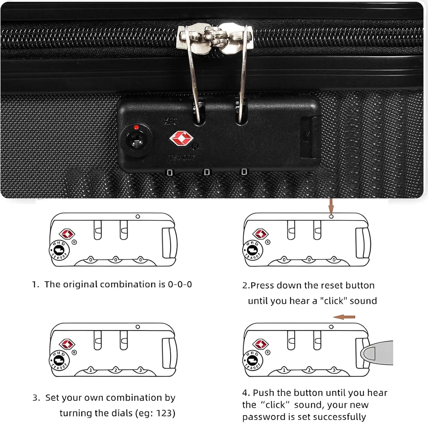 HOUAGI 24 Inch Luggage with Spinner Wheels,Lightweight Hard Shell Suitcase Checked luggage,Black