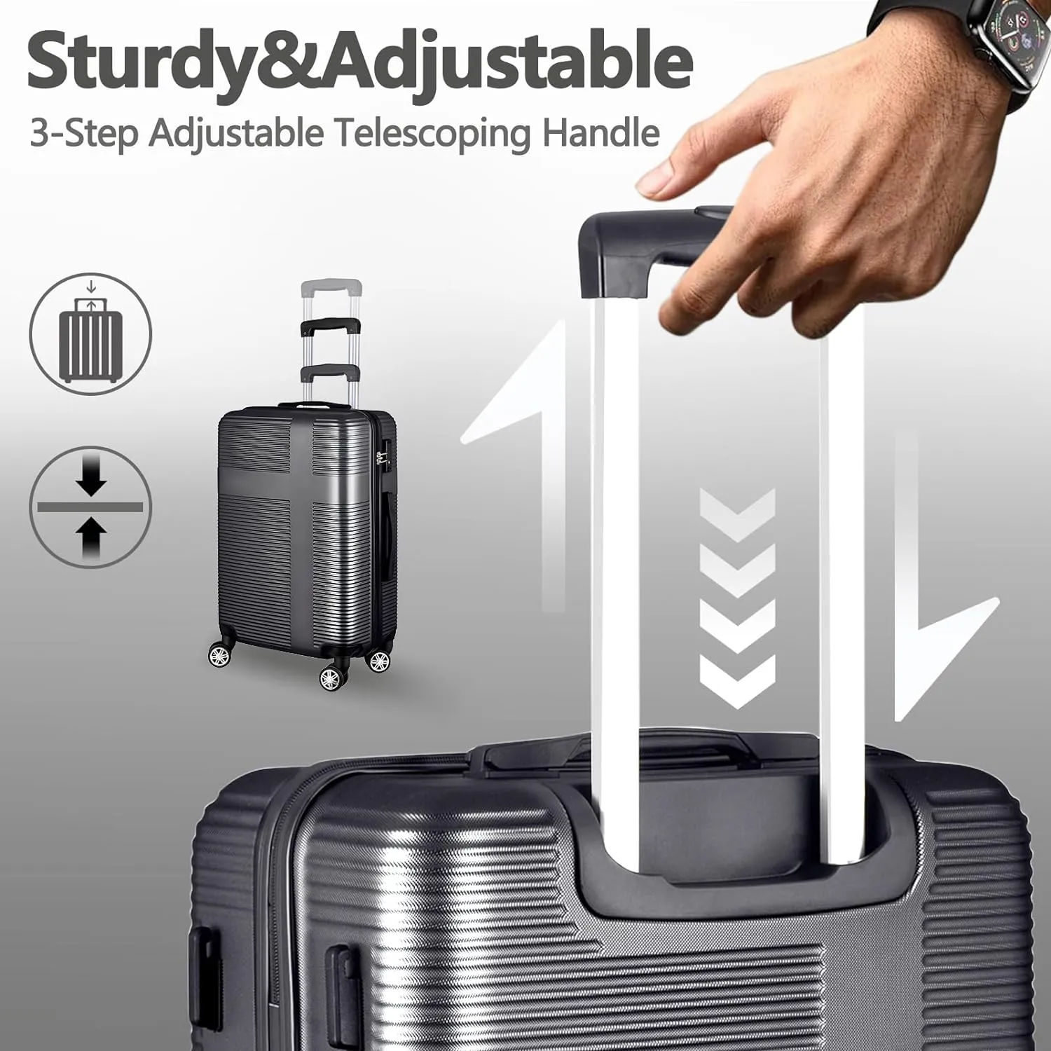 HOUAGI 24 Inch Luggage with Spinner Wheels,Lightweight Hard Shell Suitcase Checked luggage,Black