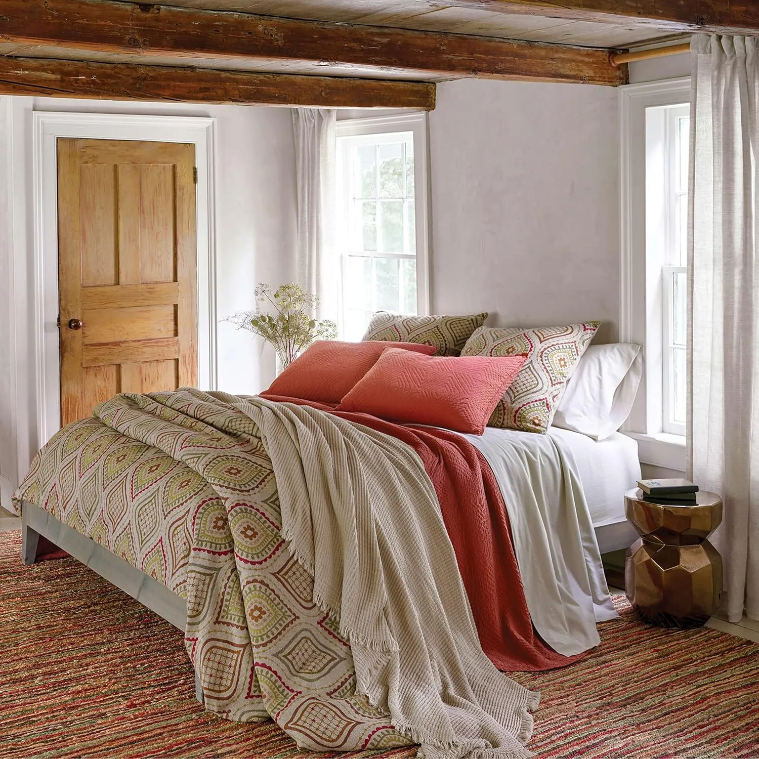 Hoyt Alabaster Coverlet, King Size, Ivory Solid Pattern