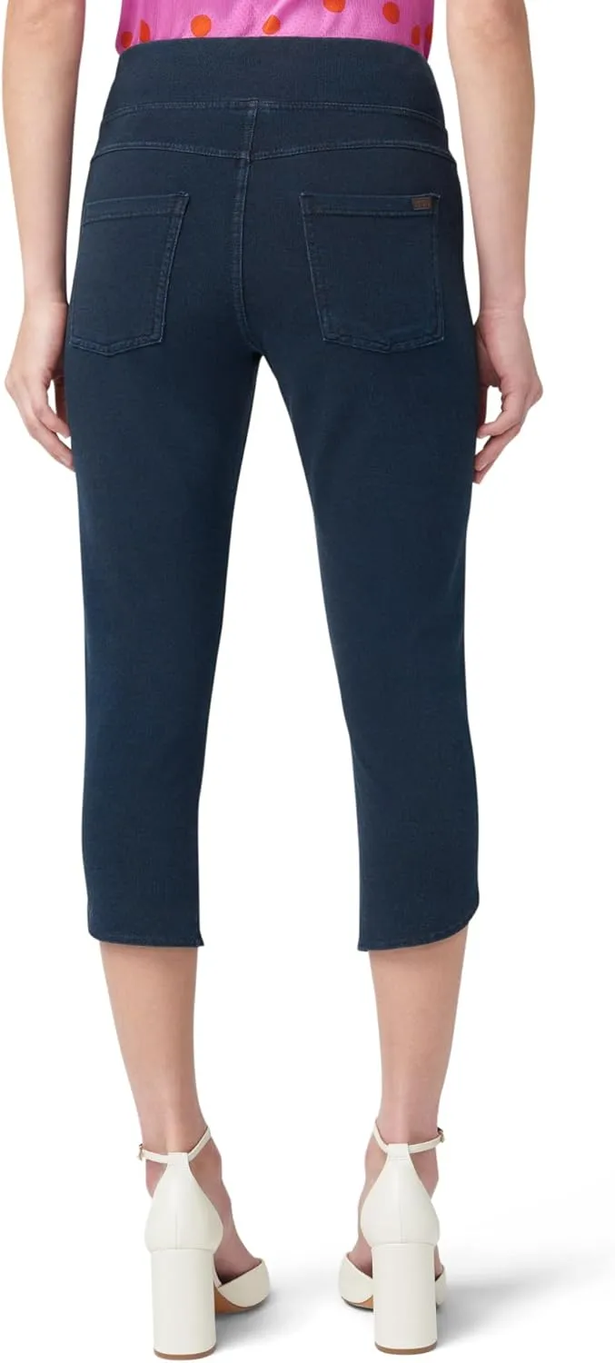HUE Women's Super Soft Stretch High Rise Denim Capri Leggings with Tulip Hem, No Side Seams