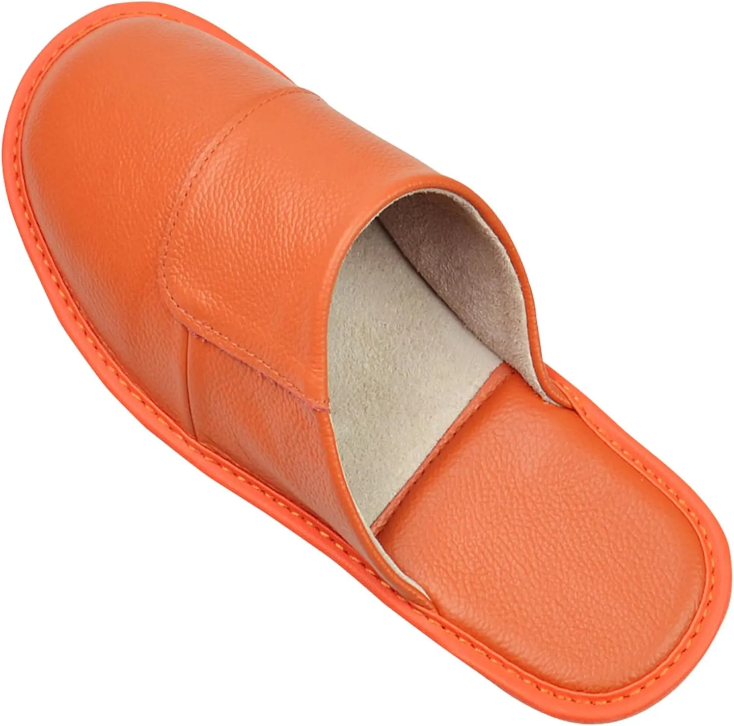 Hwayslon Leather Slippers Men's Women's Leather Room Slippers Natural Cowhide Luxury Solid Color Unisex