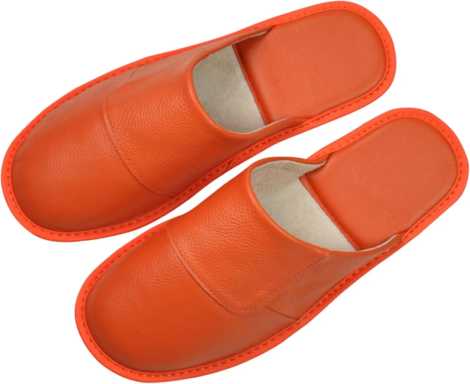 Hwayslon Leather Slippers Men's Women's Leather Room Slippers Natural Cowhide Luxury Solid Color Unisex