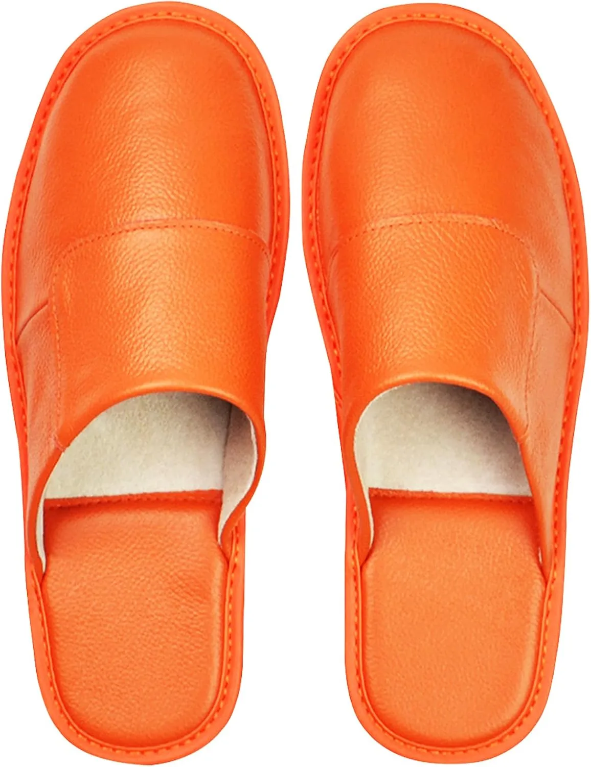 Hwayslon Leather Slippers Men's Women's Leather Room Slippers Natural Cowhide Luxury Solid Color Unisex
