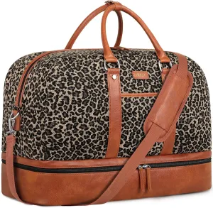 IBFUN Weekender Bags for Women, Large Overnight Bag Canvas Travel Duffel Bag Carry On Tote with Shoe Compartment 21" 3Pcs Set