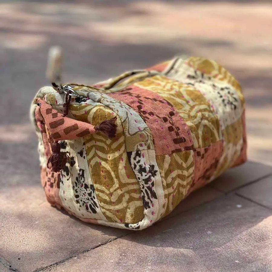 ICHCHA | Upcycled Organic Cotton Patch Travel Pouch   Toiletry Bag
