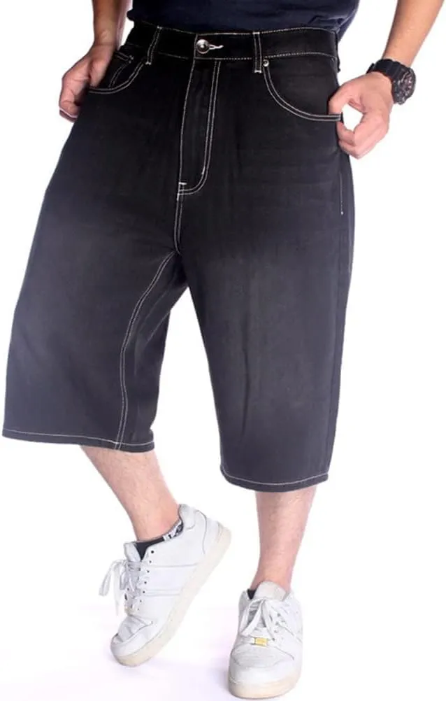 IDEALSANXUN Baggy Jean Shorts for Men Jorts Casual Loose Fit Long Denim Shorts