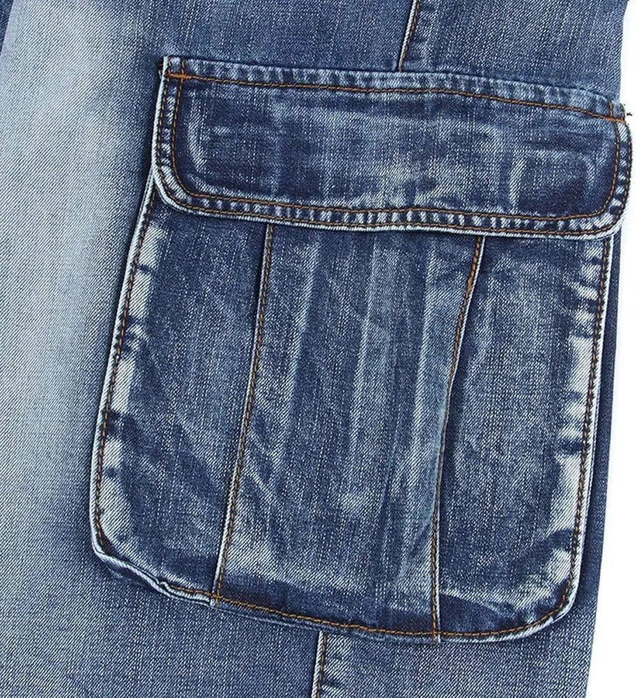 IDEALSANXUN Baggy Jean Shorts for Men Jorts Casual Loose Fit Long Denim Shorts