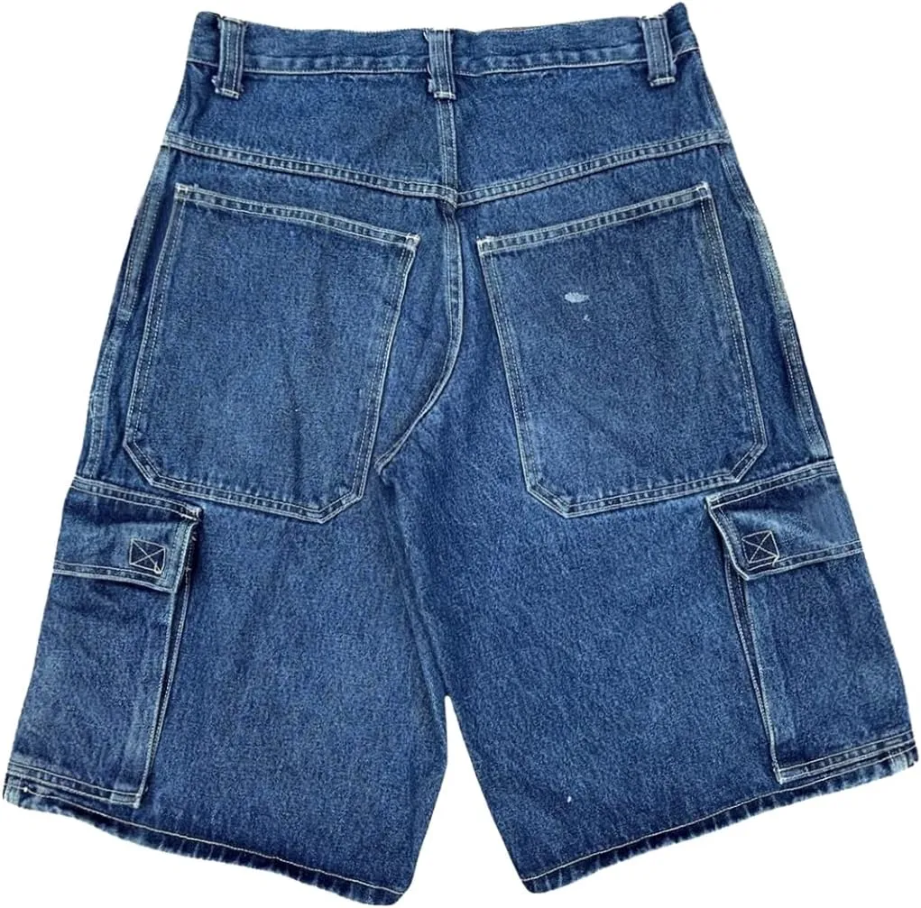 IDEALSANXUN Baggy Jean Shorts for Men Jorts Casual Loose Fit Long Denim Shorts