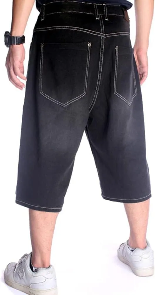 IDEALSANXUN Baggy Jean Shorts for Men Jorts Casual Loose Fit Long Denim Shorts