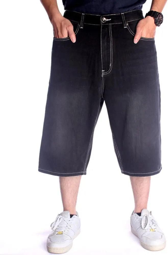 IDEALSANXUN Baggy Jean Shorts for Men Jorts Casual Loose Fit Long Denim Shorts