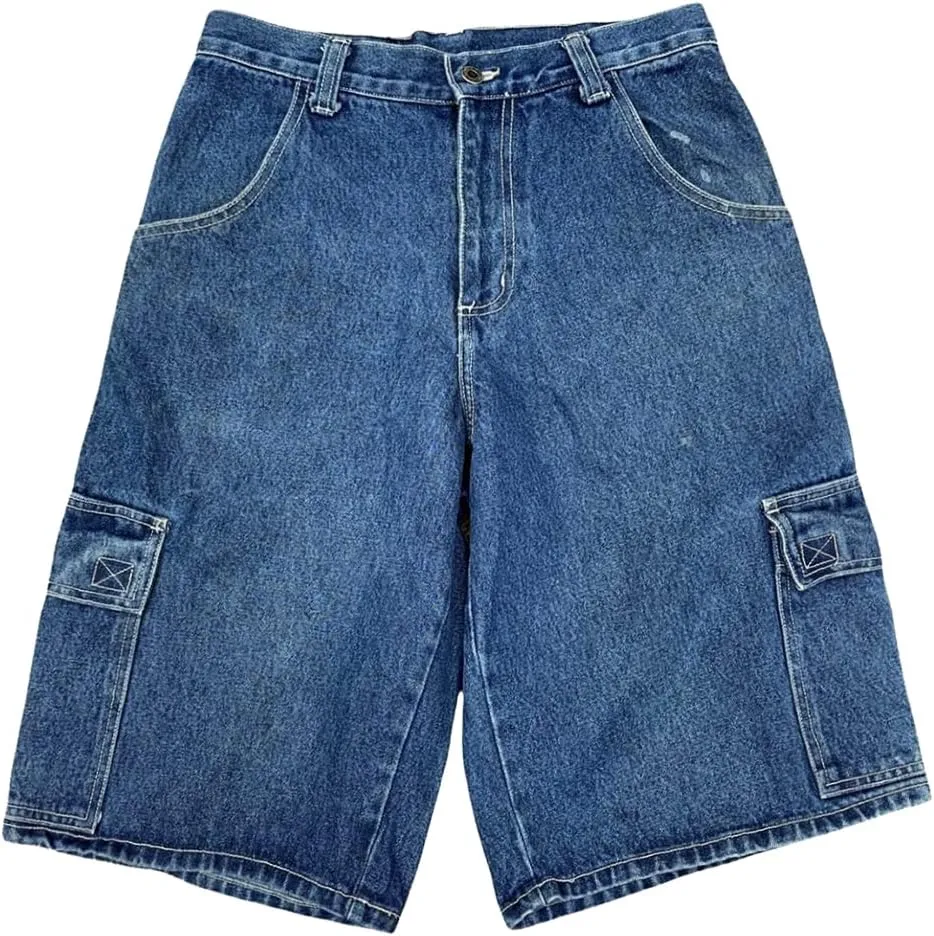 IDEALSANXUN Baggy Jean Shorts for Men Jorts Casual Loose Fit Long Denim Shorts