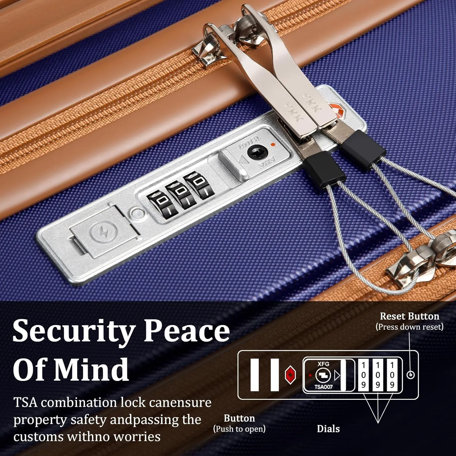 imiomo Carry on Luggage Airline Approved with TSA Lock, Hard Shell 20 Inch Travel Carry-on Suitcase with Spinner Wheels and Charging Port, Navy