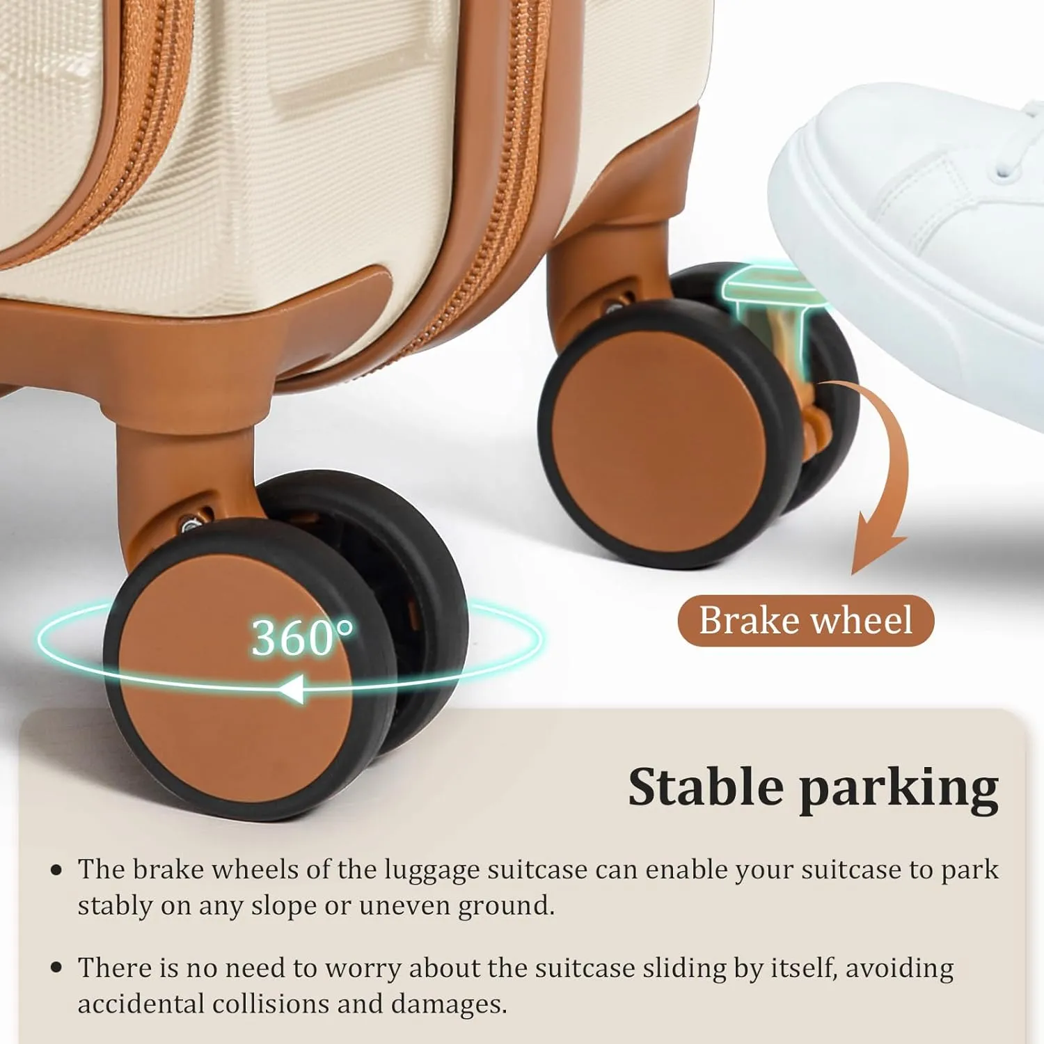 imiomo Luggage Sets 2 Piece with Spinner Wheels and Front Open Pocket, Lightweight Hardside Carry on and Check Travel Suitcase Set with TSA Lock and YKK Zipper, 20/24, Beige