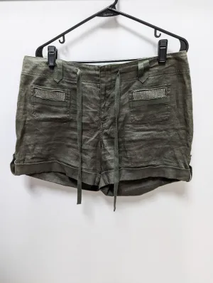 INC Army Green Embellished Linen Shorts