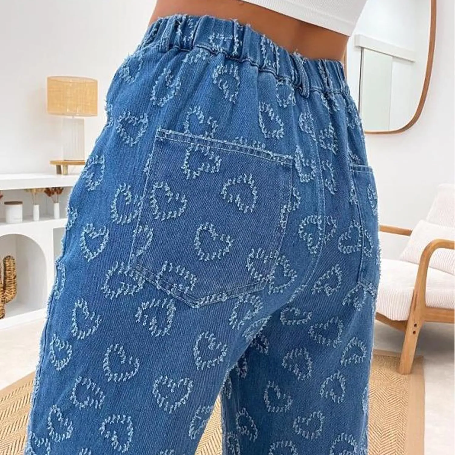 Indie Aesthetics Jeans for Women Gothic Punk Wide Leg Long Length Denim Pants Y2k Loose Casual Jeans Streetwear