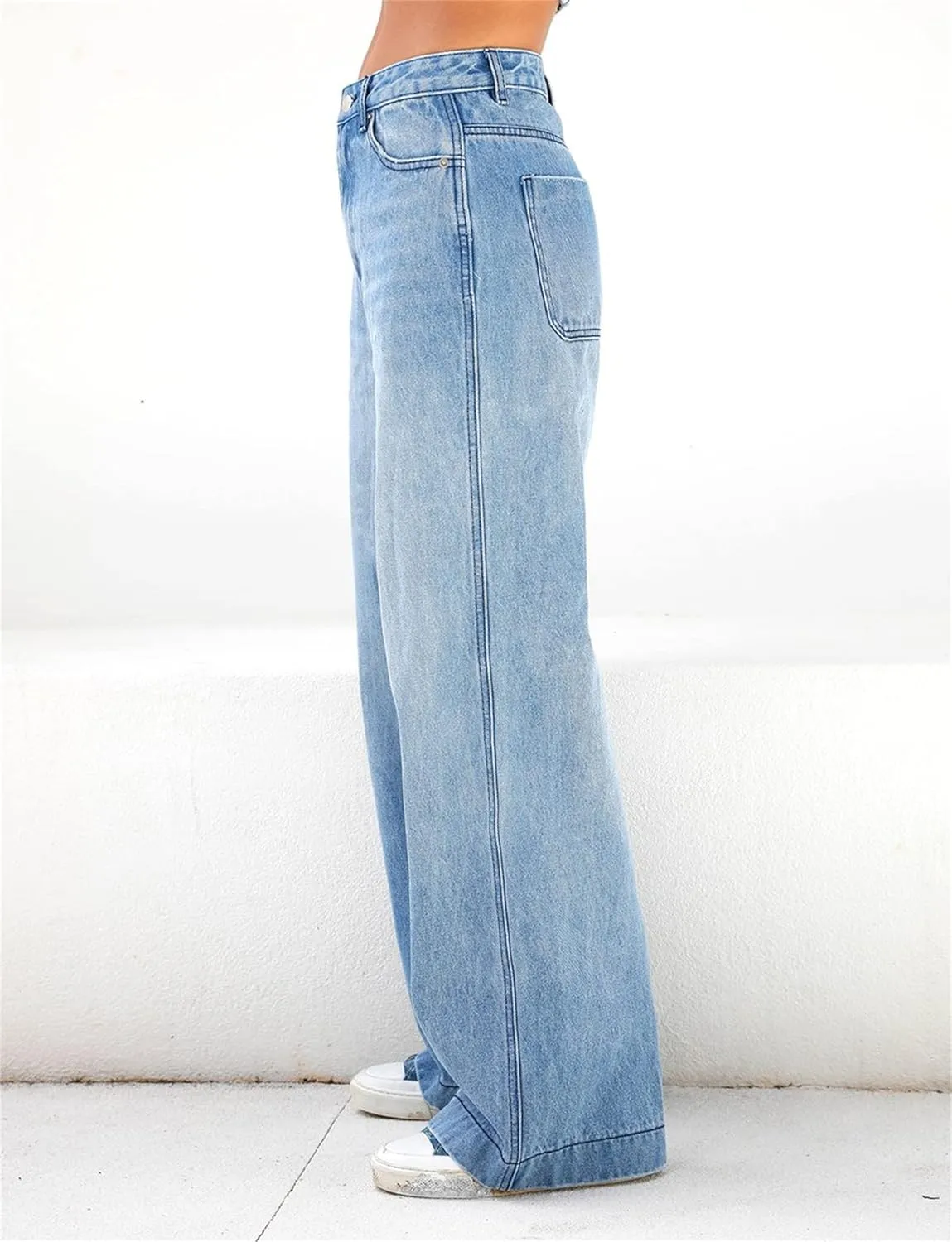 Indie Aesthetics Jeans for Women Gothic Punk Wide Leg Long Length Denim Pants Y2k Loose Casual Jeans Streetwear