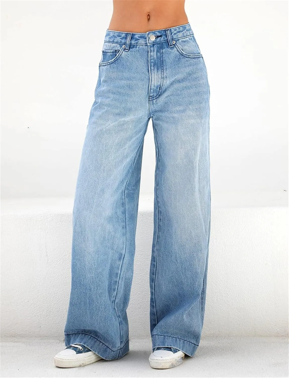 Indie Aesthetics Jeans for Women Gothic Punk Wide Leg Long Length Denim Pants Y2k Loose Casual Jeans Streetwear