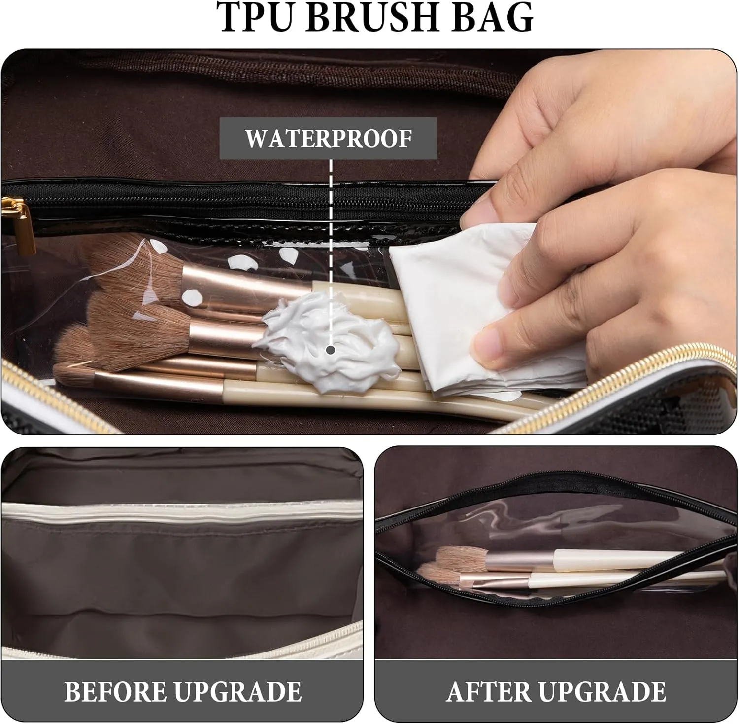 Initial Makeup Bag Large Capacity Travel Cosmetic Bag for Women PU Leather Open Flat Toiletry Bag with Handle and Divider Personalized Gifts for Women (Black K)