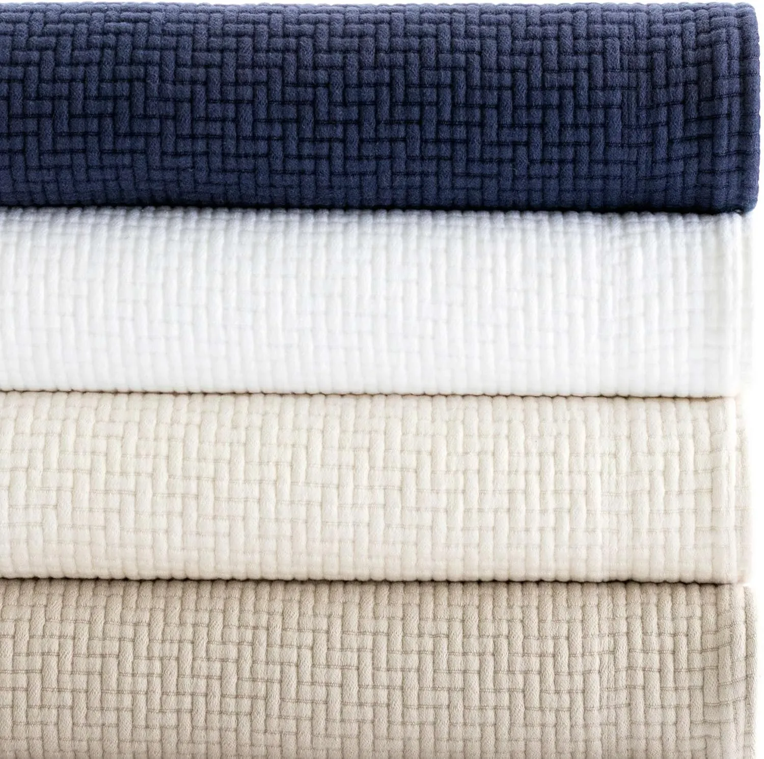 Interlaken White Matelasse Coverlet, Queen Size, White Solid Pattern