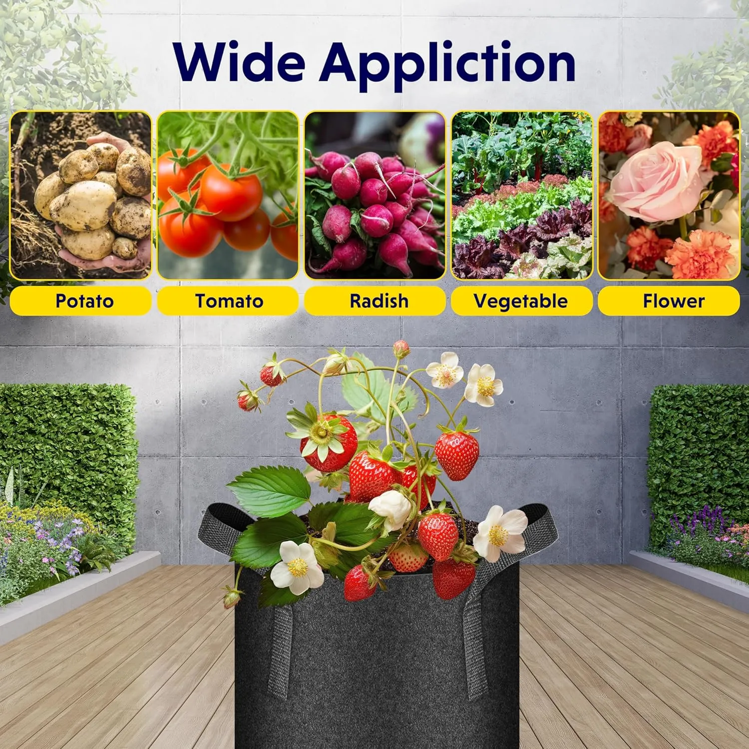 iPower 10 Pack 2 Gallon Grow Bags, Garden Planting Nonwoven Fabric Pots with Reinforced Handle, Heavy Duty and Aeration Planter Pot for Tomato, Fruits, Vegetables and Flowers