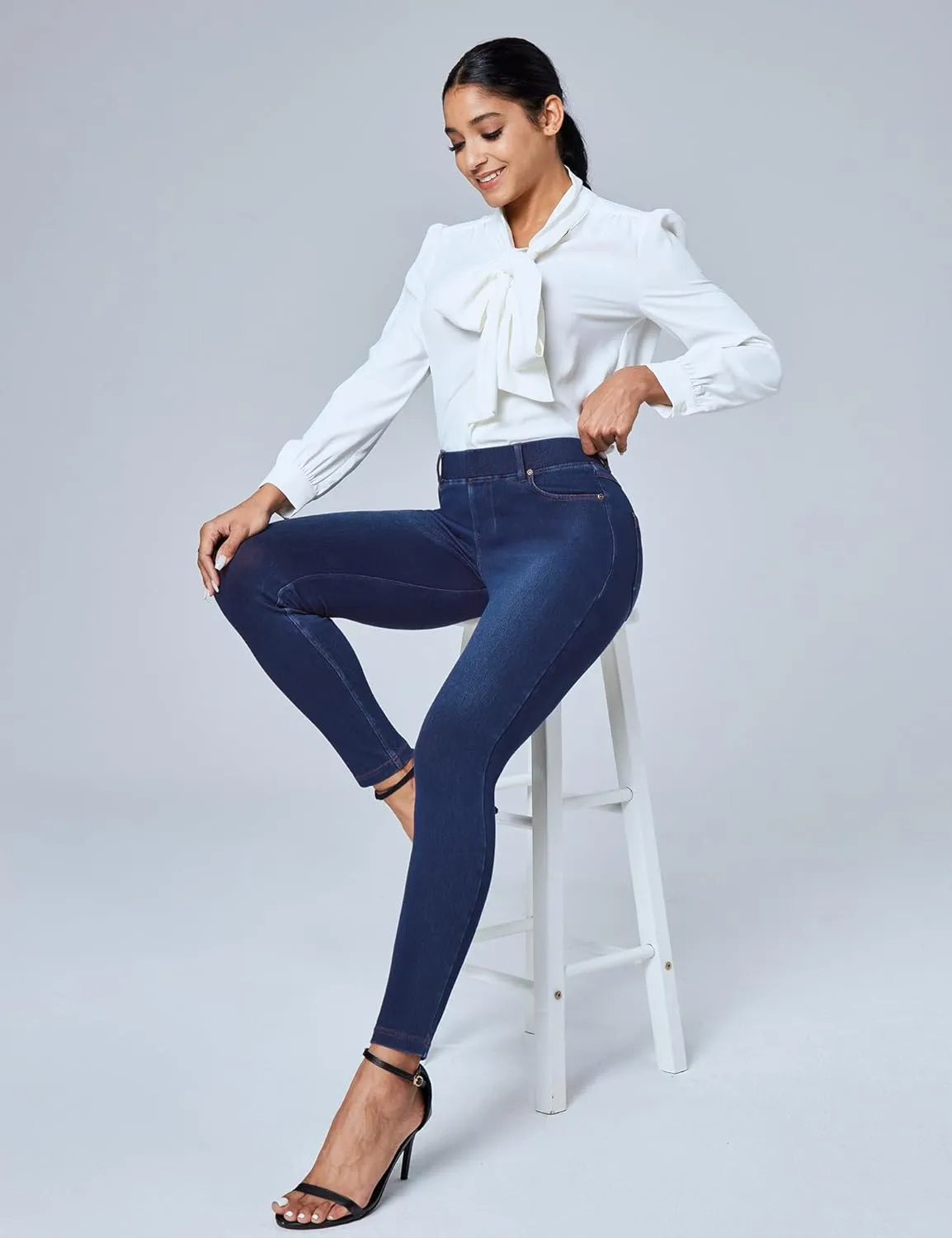 IUGA Jeggings for Women Tummy Control Stretchy Jeans for Women High Waisted Pull on Skinny Jean Leggings with Pockets Trendy