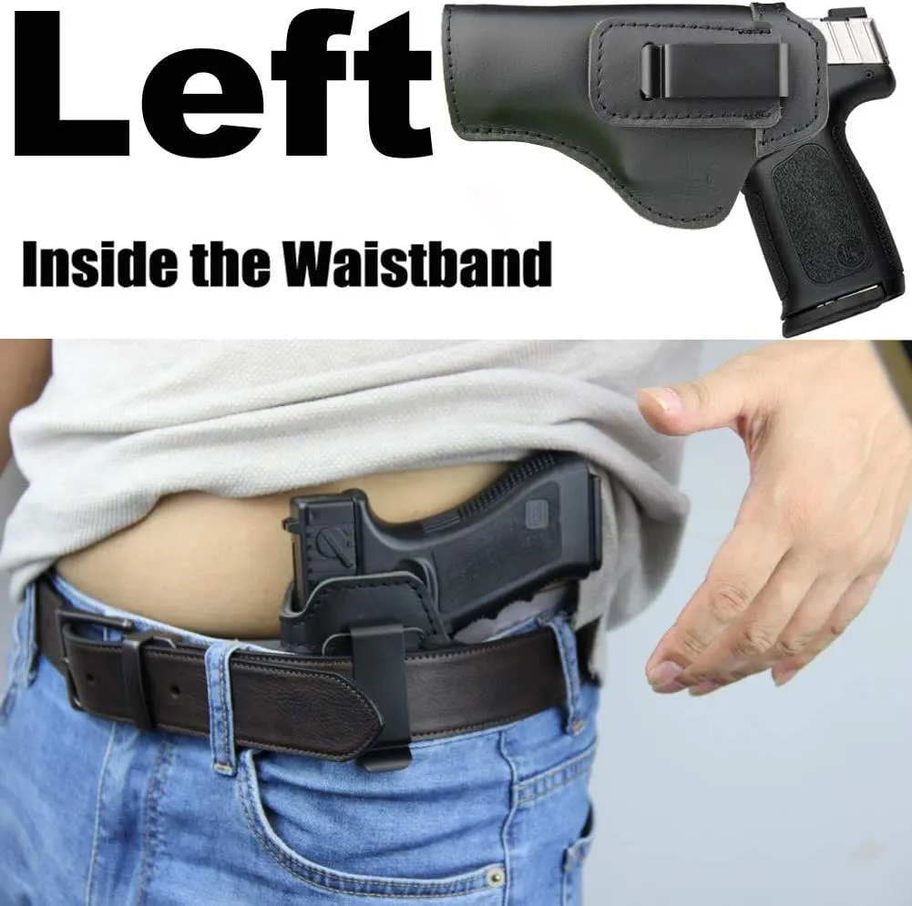 IWB Leather Holster for Inside Waistband Concealed Carry Fits: S&W SD9VE and SD40VE or Similar Sized Pistols