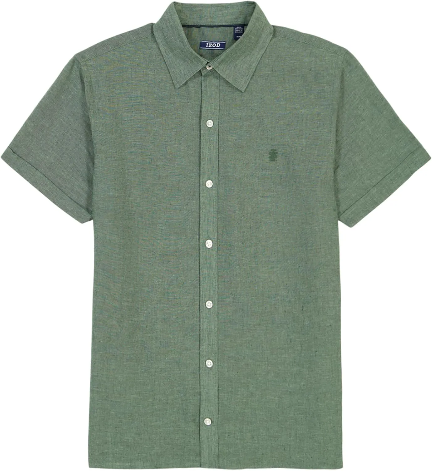IZOD Men's Linen Button Down Short Sleeve Shirt
