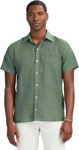 IZOD Men's Linen Button Down Short Sleeve Shirt