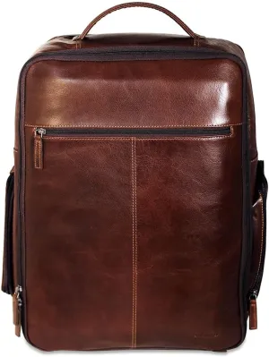 Jack Georges Voyager Hand-Stained Buffalo Leather Large Travel Backpack #7529 (Brown)