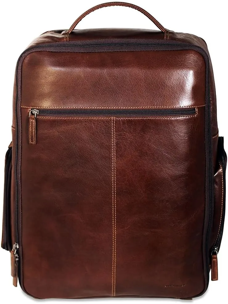 Jack Georges Voyager Hand-Stained Buffalo Leather Large Travel Backpack #7529 (Brown)